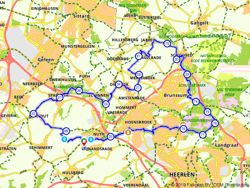 Fietsroute 114738 - Rondje Brunssummerheide en Kasteel Hoensbroek