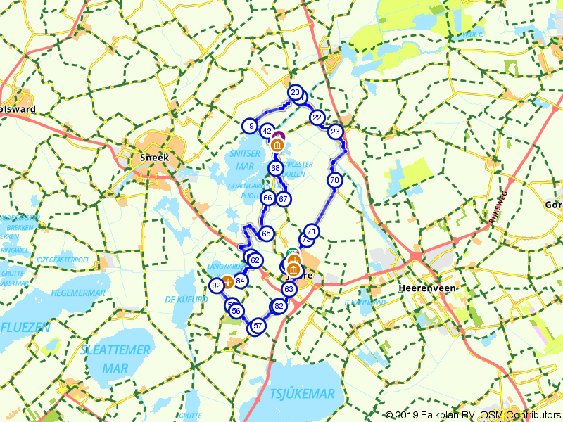 Kaart van route 115731 - De vier pontjes rond Joure