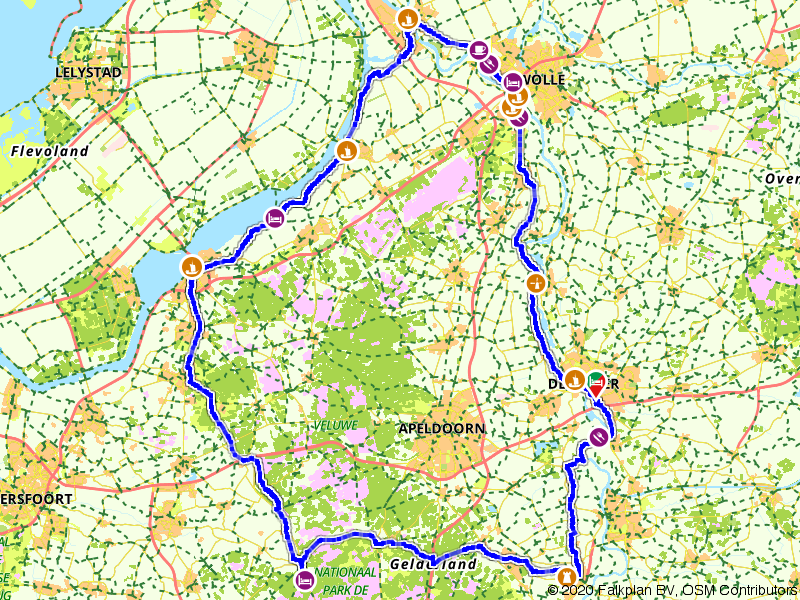 Fietsroute 1261155 - HanzeTour Deventer 5 Daagse Overzicht