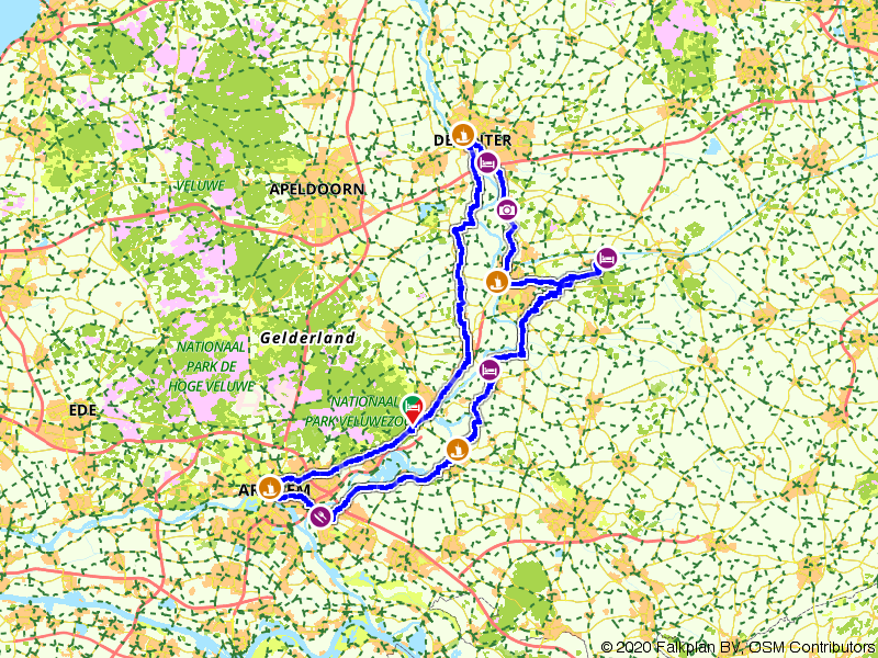 Fietsroute 1261809 - HanzeTour Arnhem 5 Daagse Overzicht