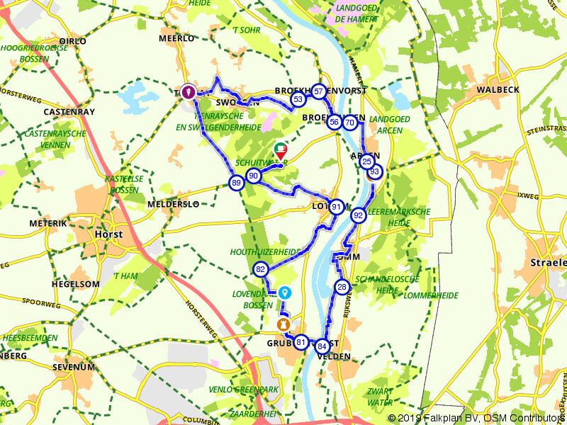 Fietsroute 135081 - Grubbenvorst, Arcen en Tienray