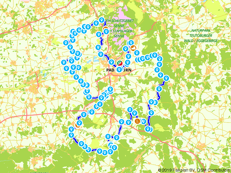 Kaart van route 575200 - De Paderborner Land Route