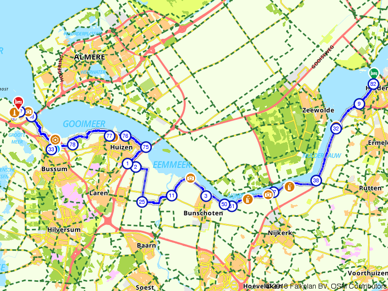 Fietsroute 747483 - Zuiderzeeroute etappe 5: Van Harderwijk naar Muiderberg