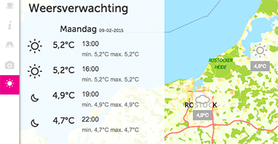 Het weer beschikbaar in de routeplanner